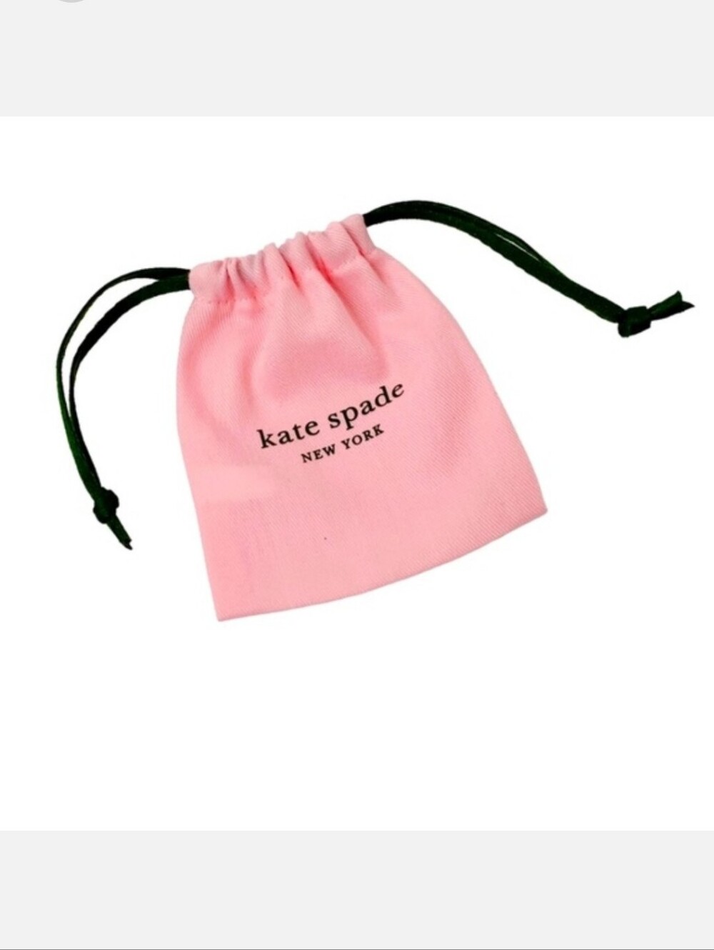 kate spade pink drawstring jewelry pouch with dark green cords